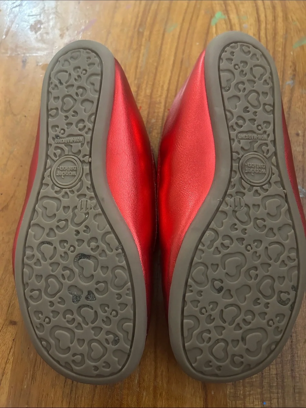 wonder nation Metallic Red Girls' Mary Jane Flats